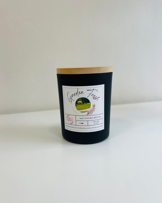 Garden Fresh Soy Candle | Black Jar with Bamboo Lid | Hand-Poured 6oz