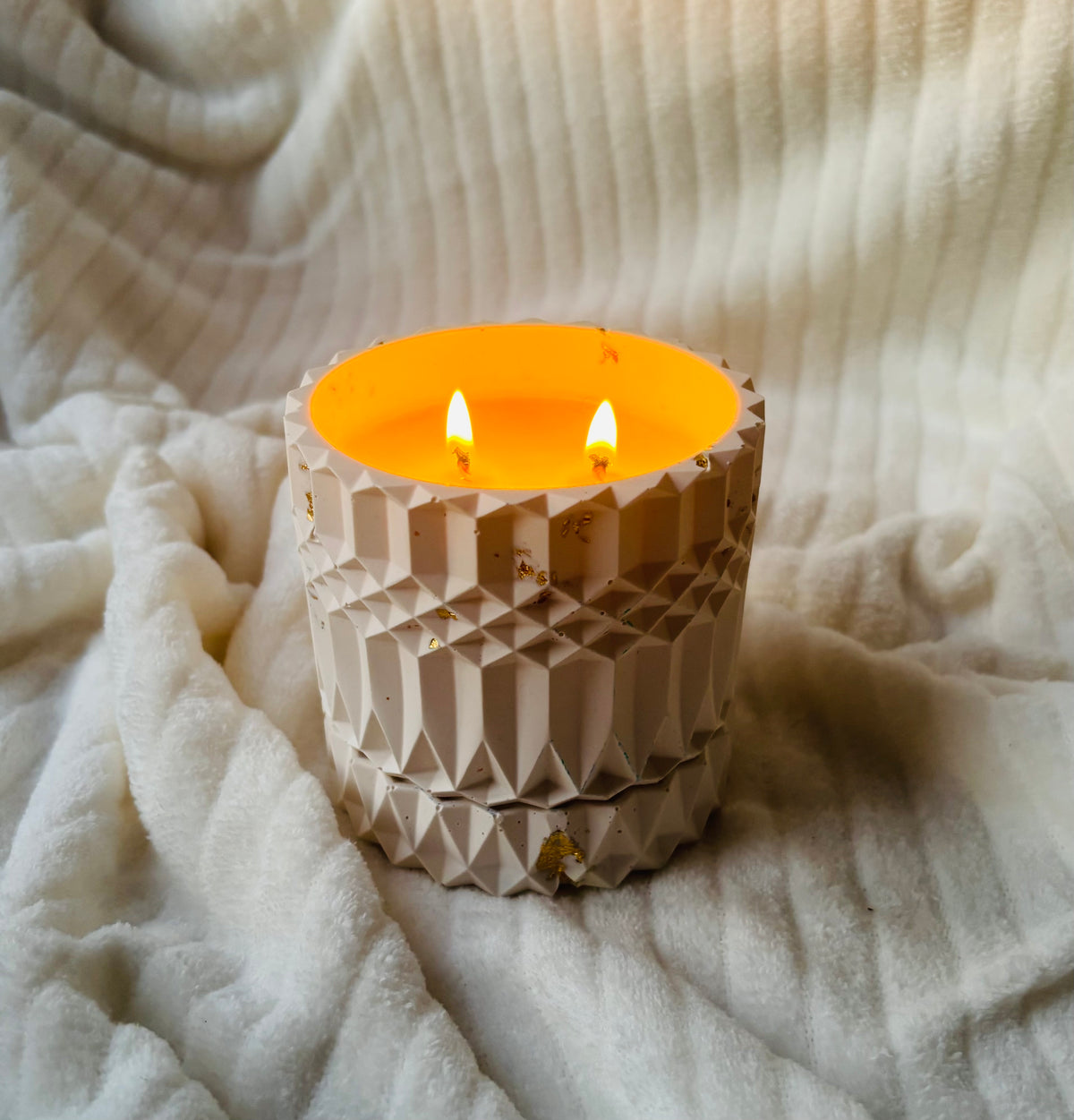 Luxury Handmade Soy Candle in Cream Eco-Resin Jar | Double Wick