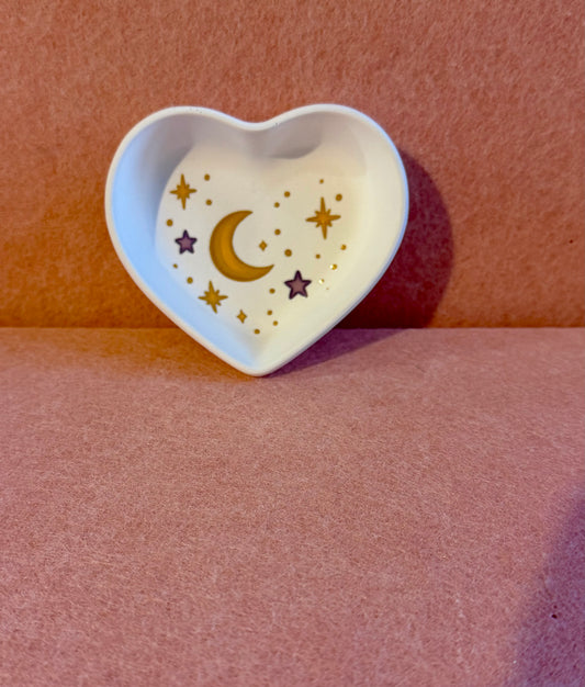 Moon & Stars Heart Trinket Tray