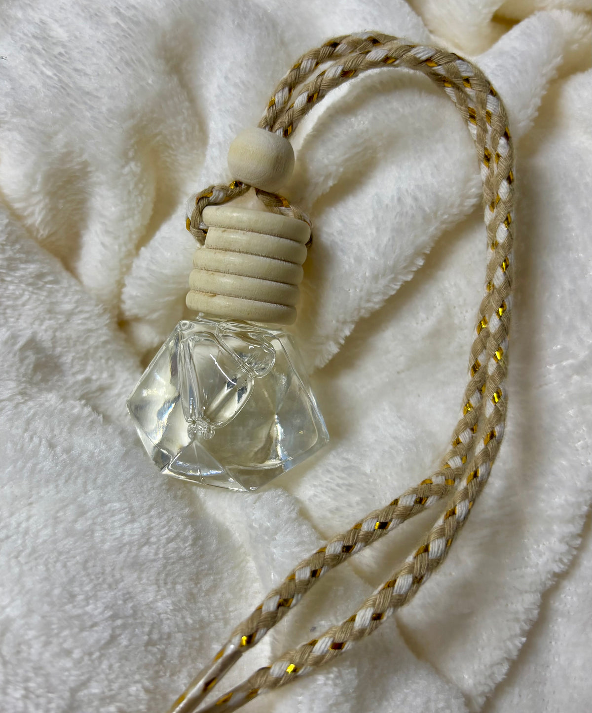Hexagonal Glass Car Diffuser | Wooden Lid | Long-Lasting Hanging Car Fragrance